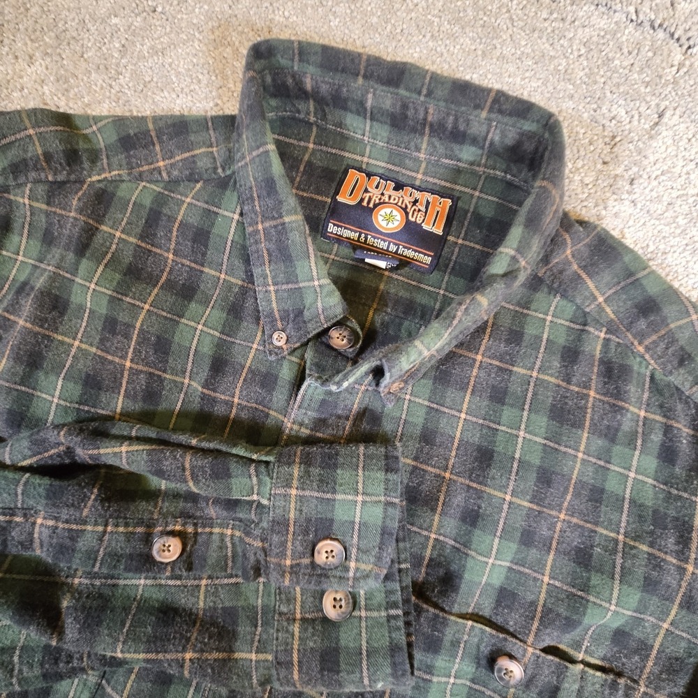 Duluth Trading Co. Men's Flannel Plaid Long Sleeve Button‎ Up XL Vintage